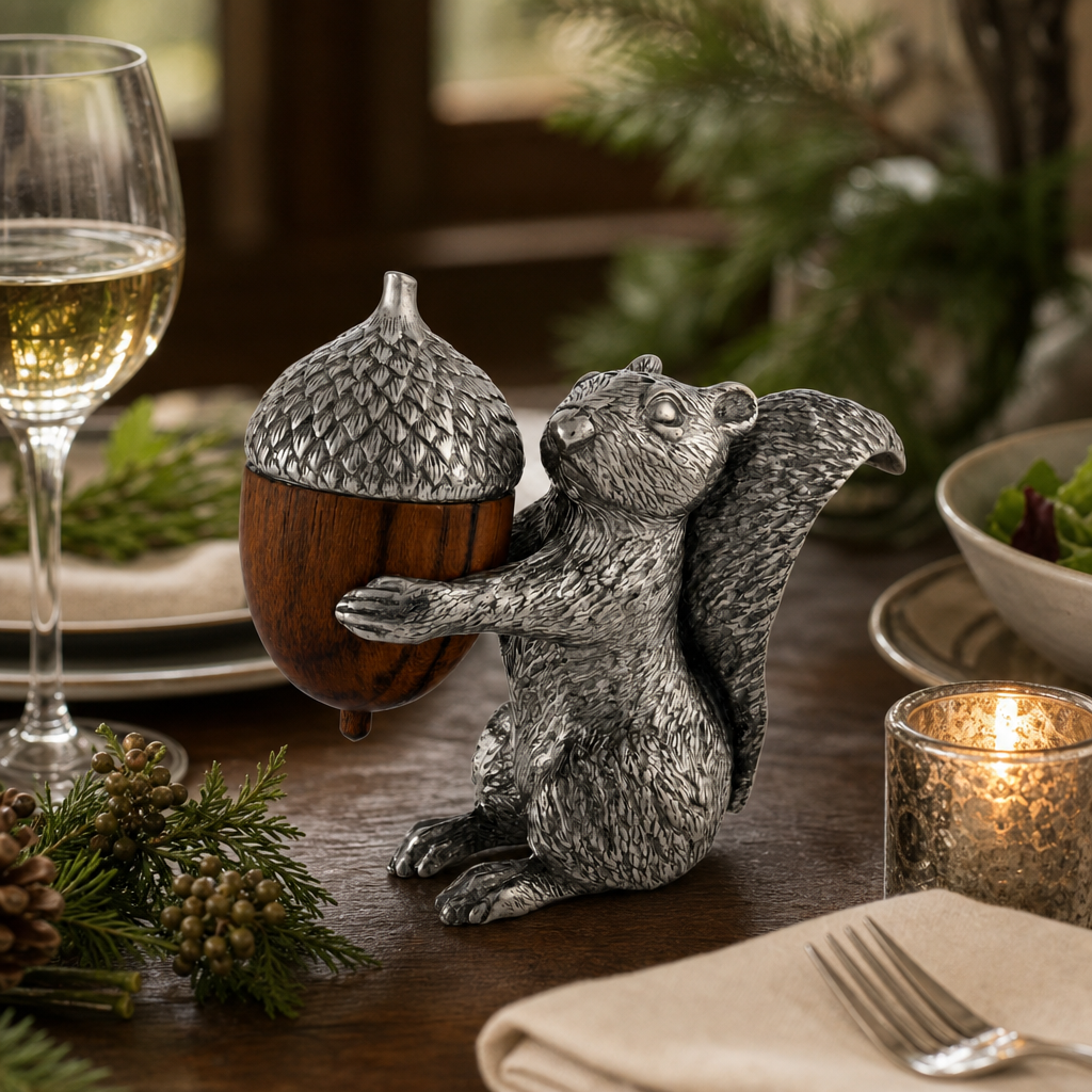 Squirrel with Wood Acorn Salt & Pepper Set 6