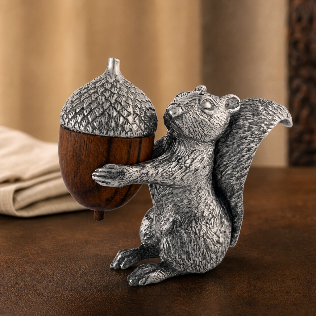 Squirrel with Wood Acorn Salt & Pepper Set 2