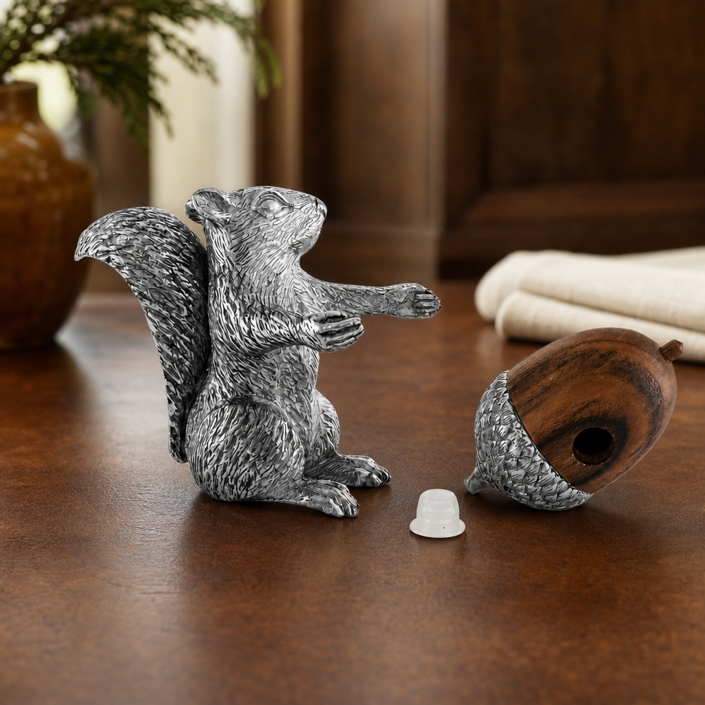 Squirrel with Wood Acorn Salt & Pepper Set 5
