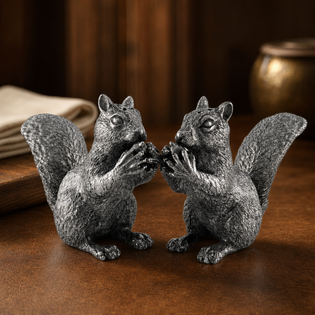 Pewter Squirrels Salt & Pepper Set 2