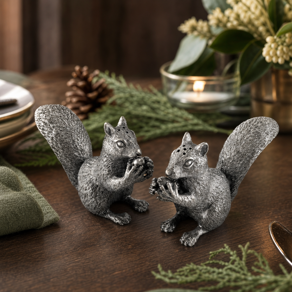 Pewter Squirrels Salt & Pepper Set 7