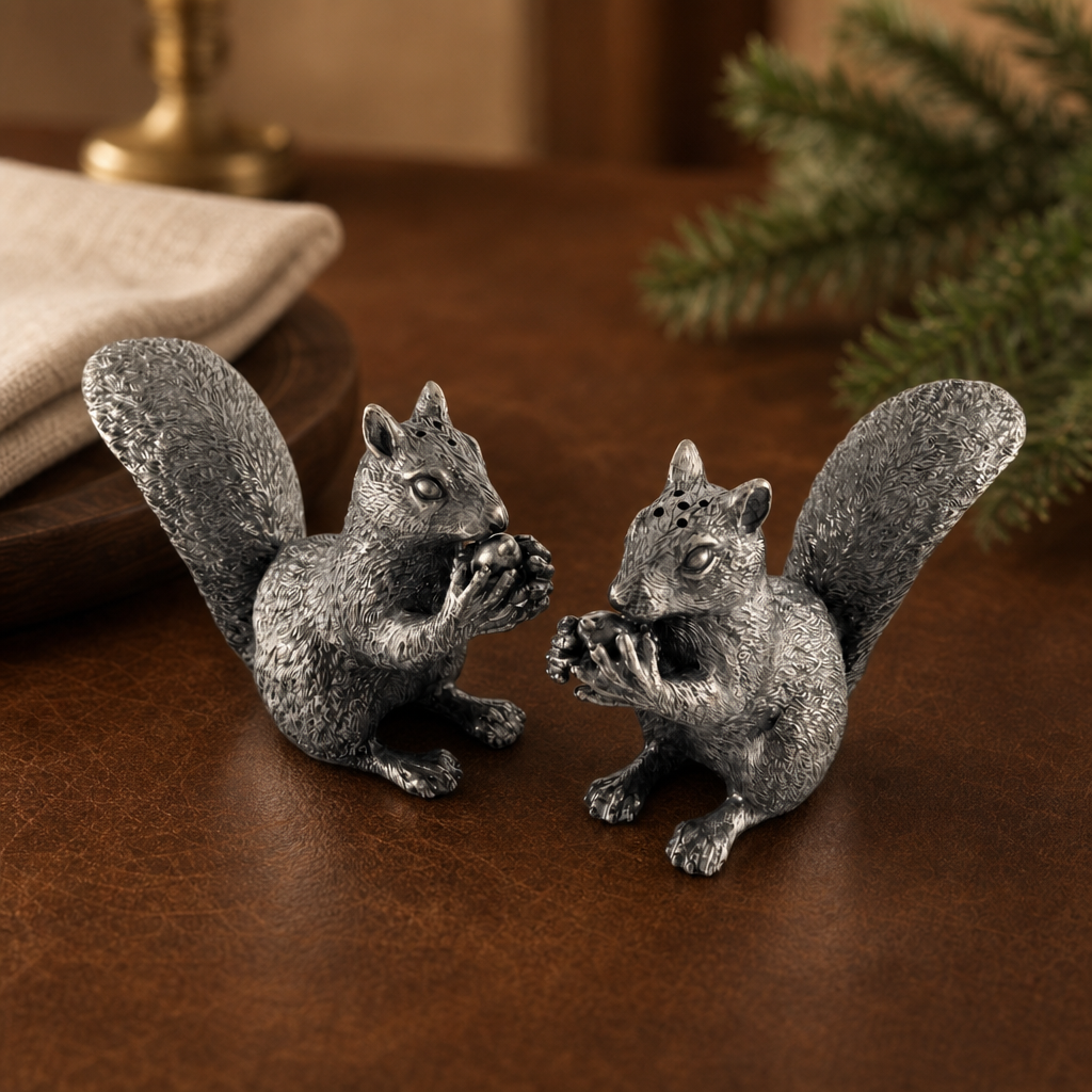 Pewter Squirrels Salt & Pepper Set 3