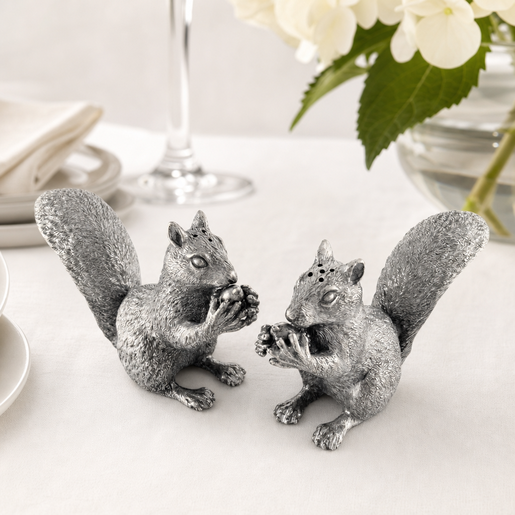 Pewter Squirrels Salt & Pepper Set 10