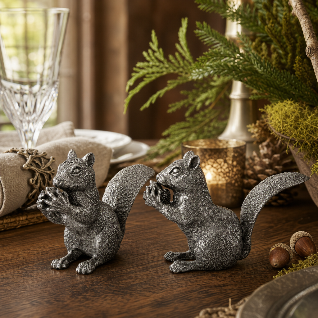 Pewter Squirrels Salt & Pepper Set 8