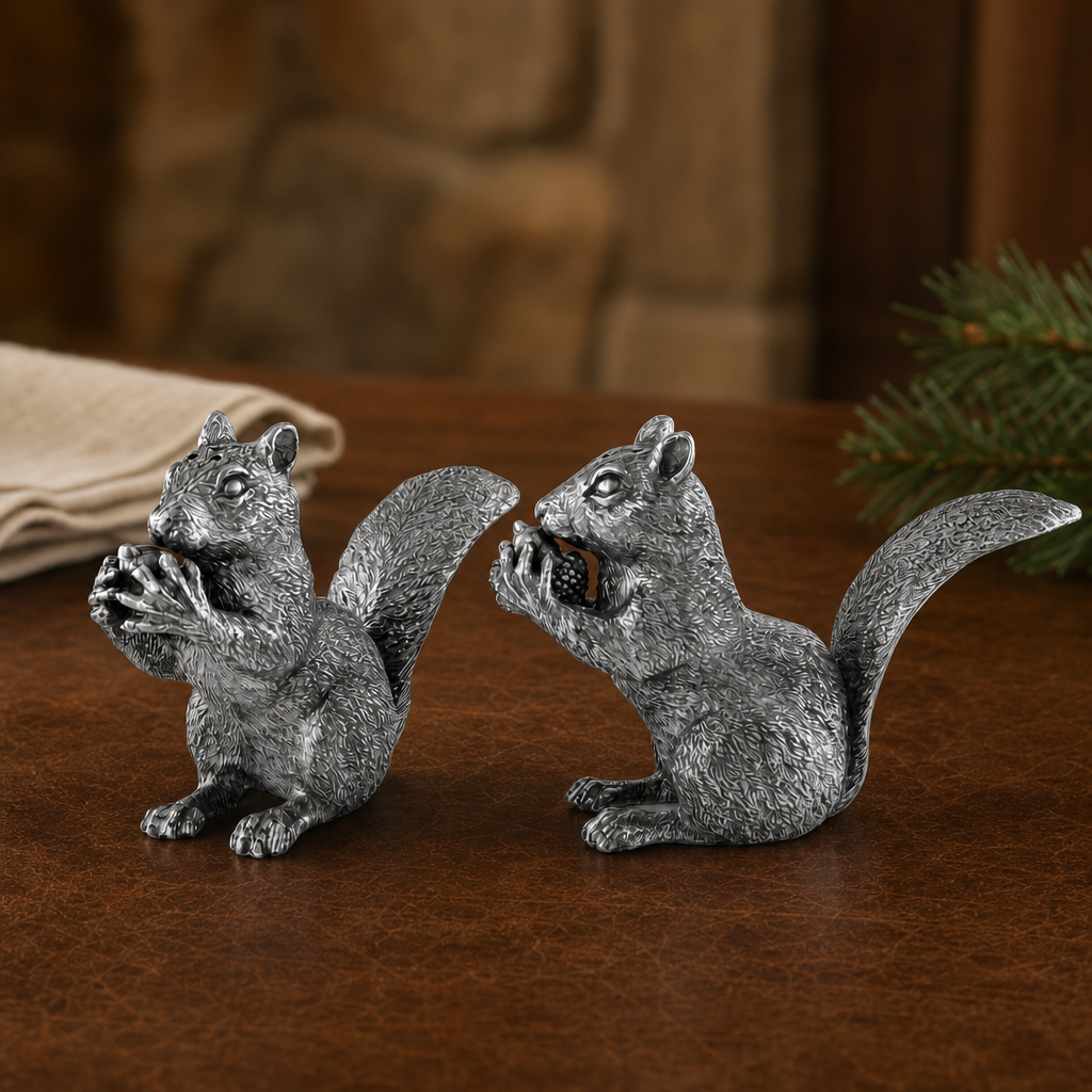 Pewter Squirrels Salt & Pepper Set 4