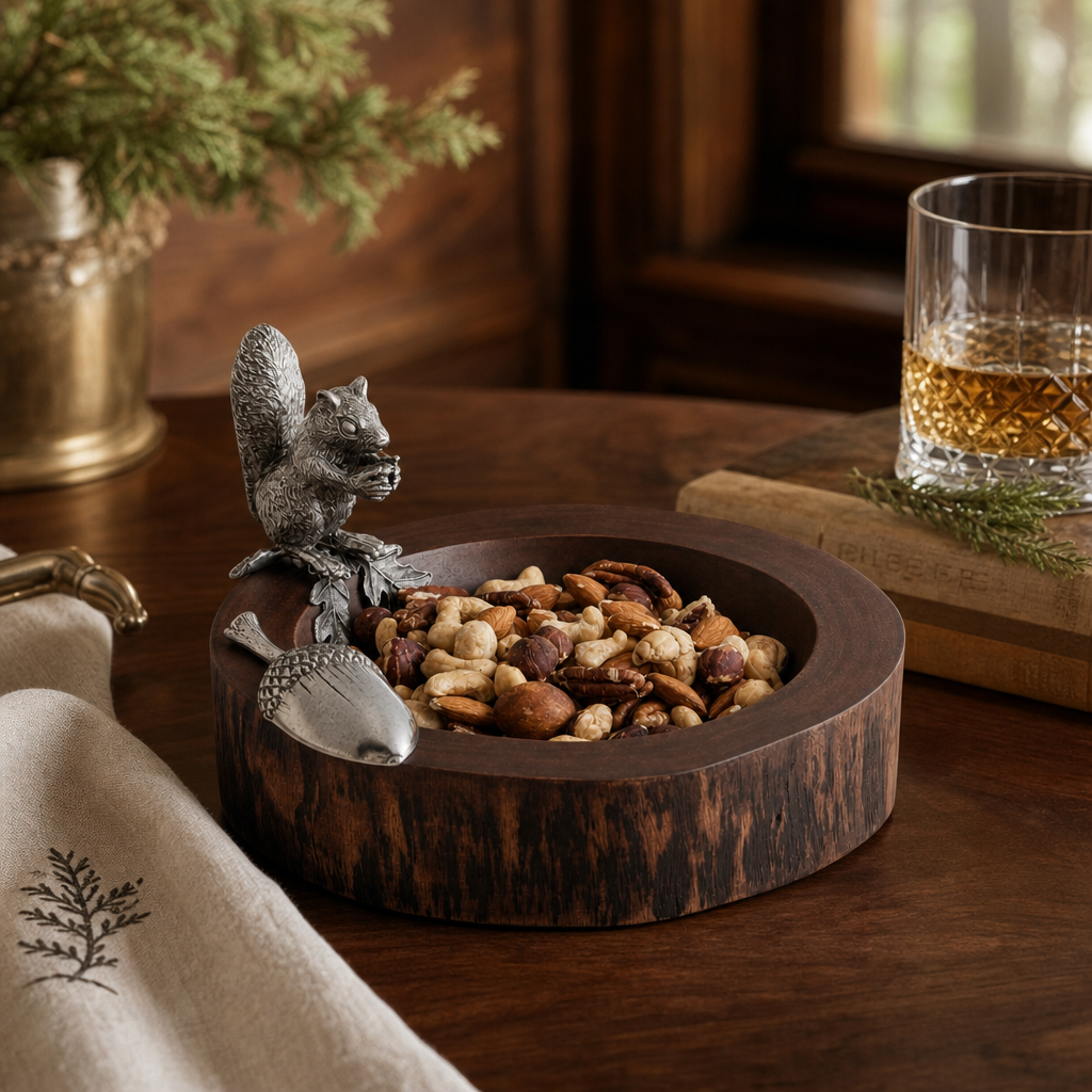 Standing Squirrel Nut Bowl & Scoop 8