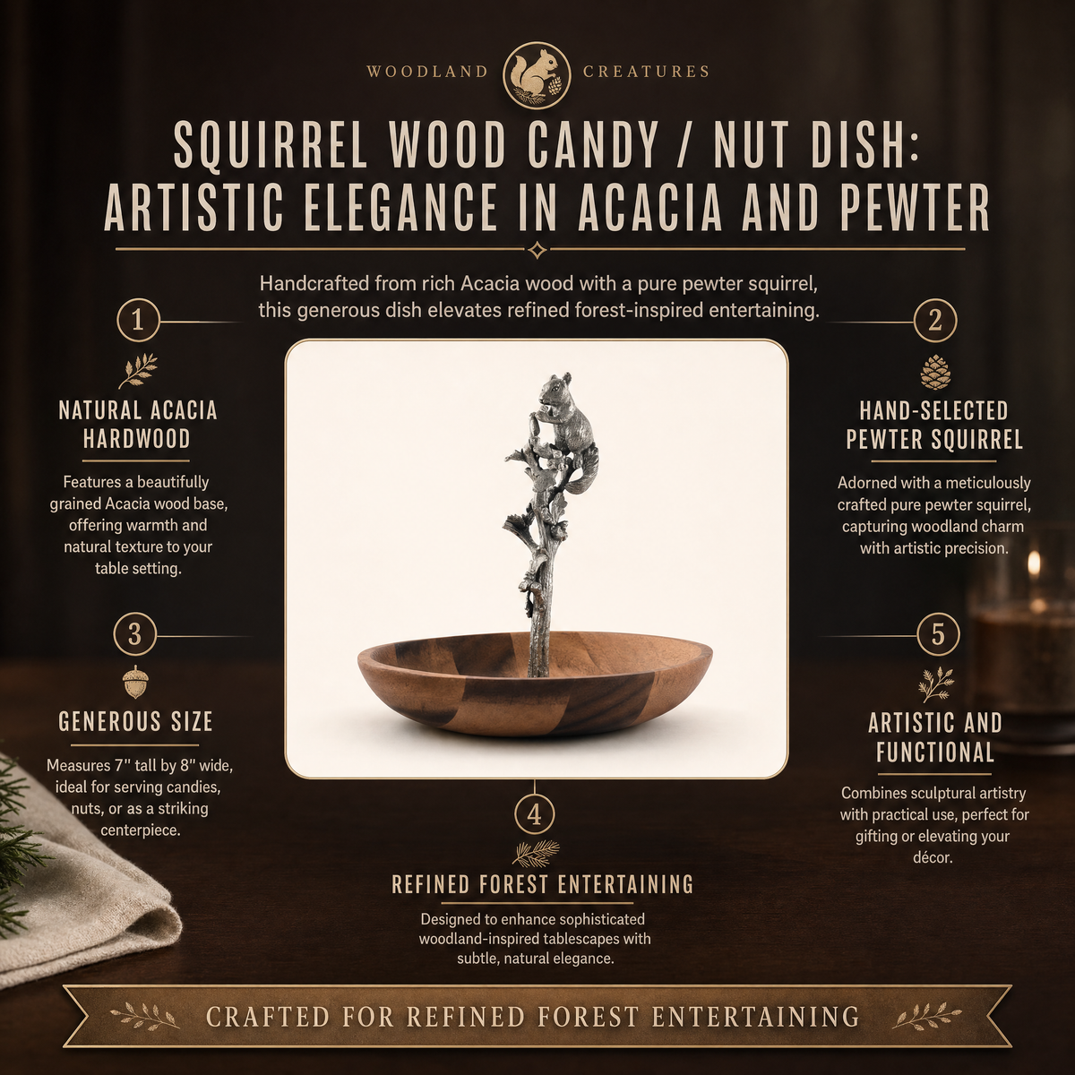 Squirrel Wood Candy / Nut Dish 11