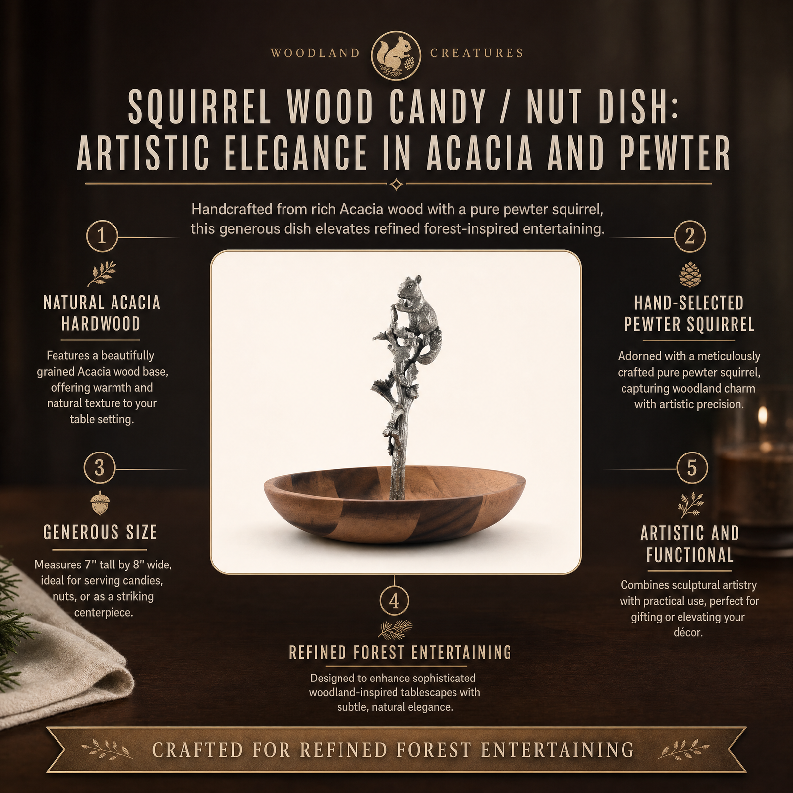 Squirrel Wood Candy / Nut Dish 11
