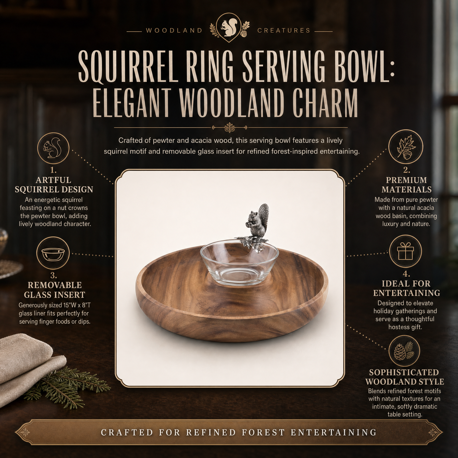 Squirrel Ring Serving Bowl 7