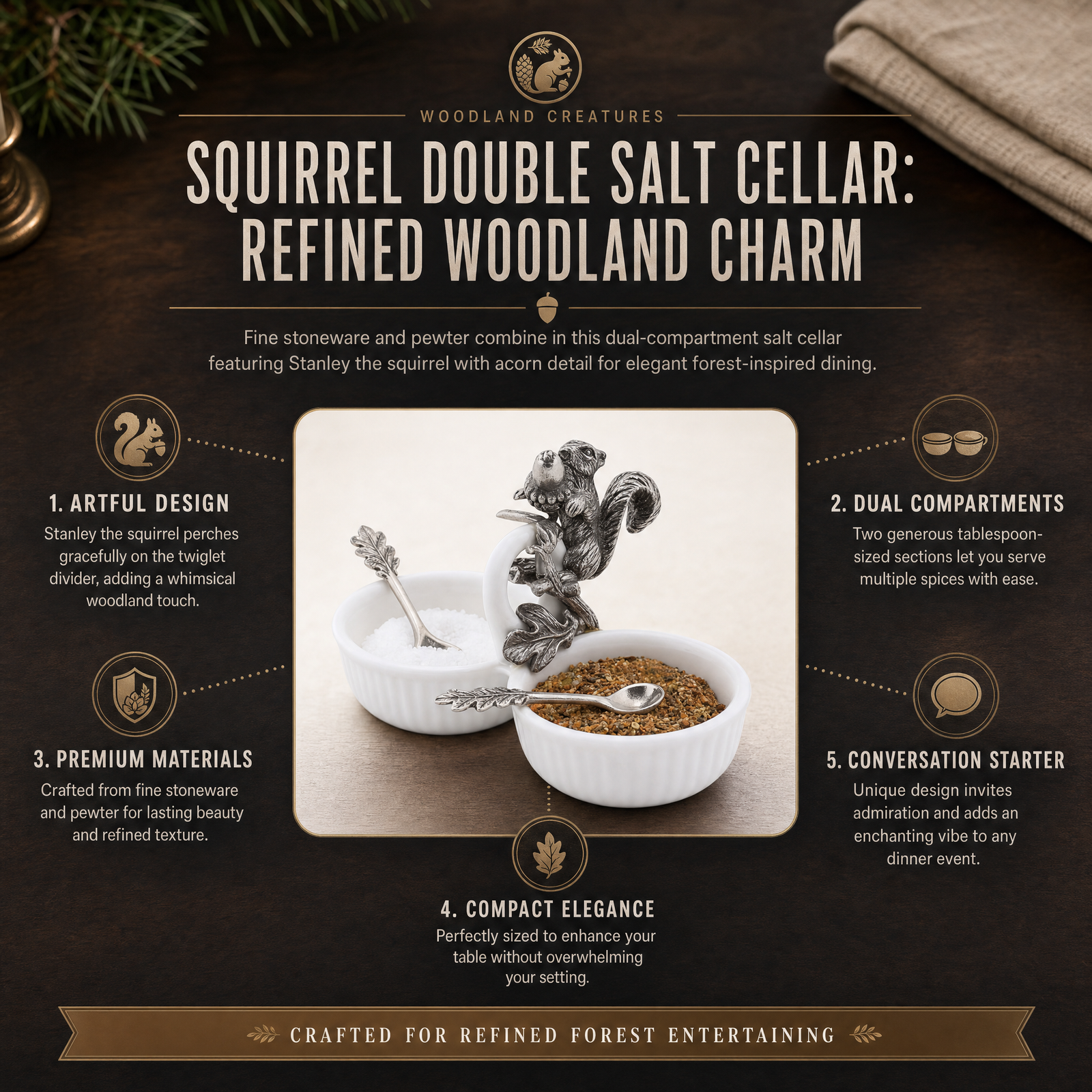 Squirrel Double Salt Cellar 10