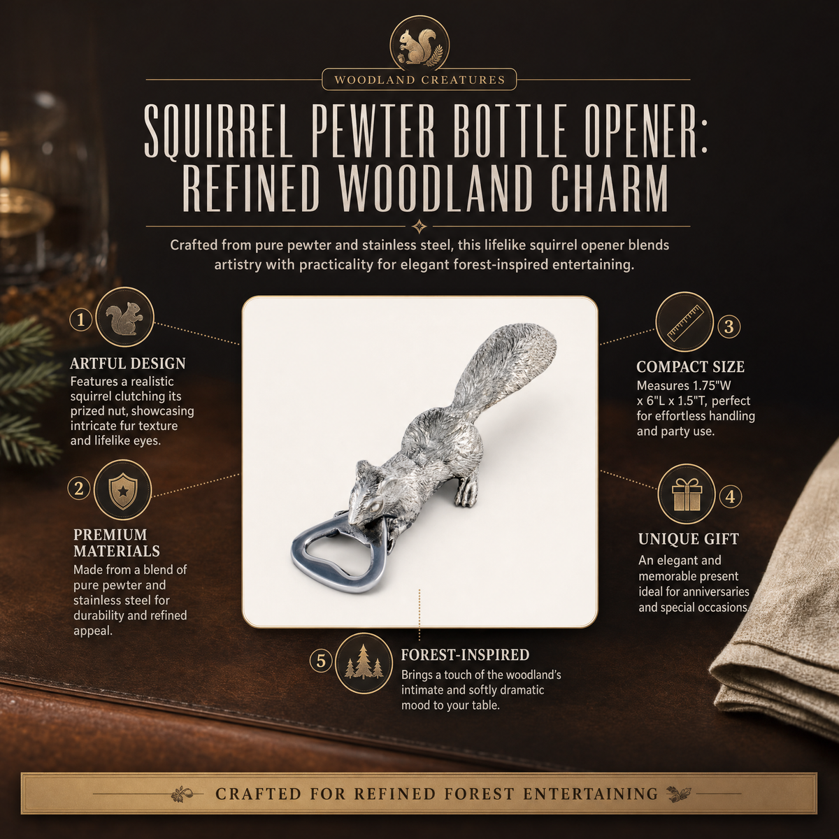 Squirrel Pewter Bottle Opener 11