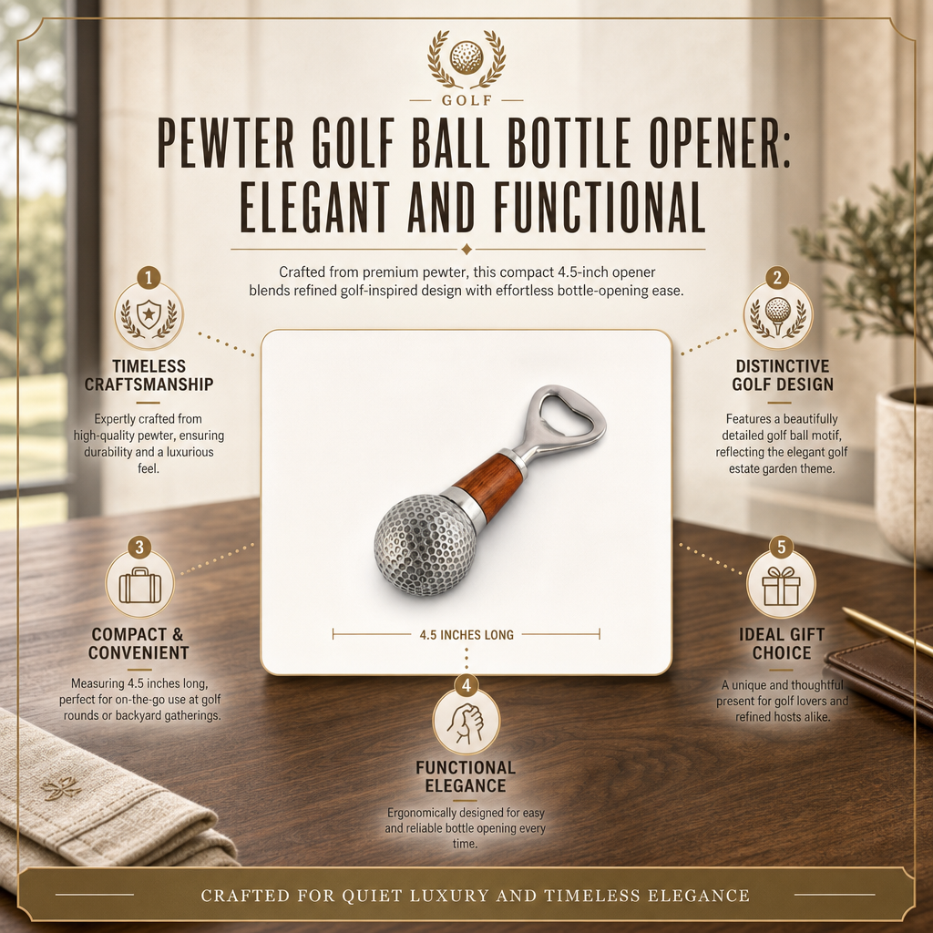 Pewter Golf Ball Bottle Opener: Elegant and Functional