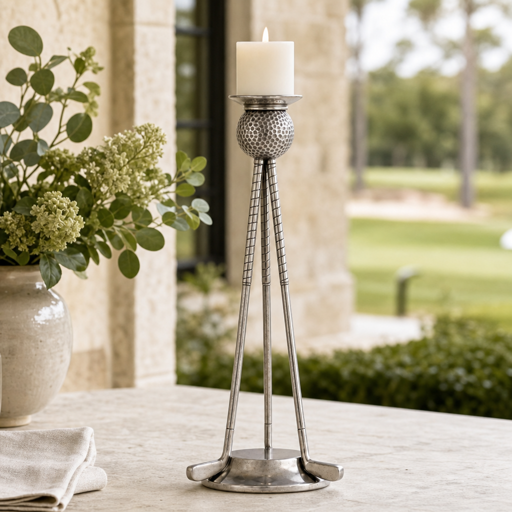Golf Club Pewter Candlestick 1