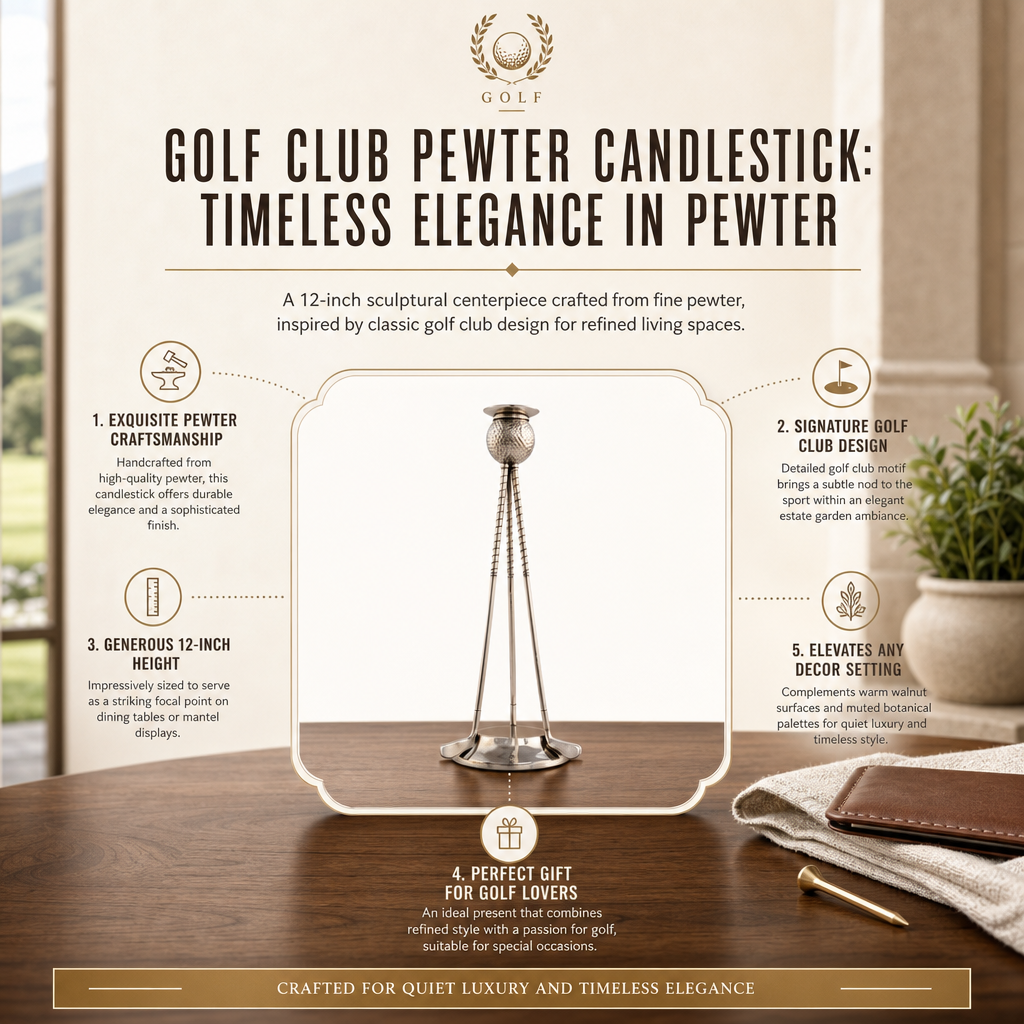 Golf Club Pewter Candlestick 9