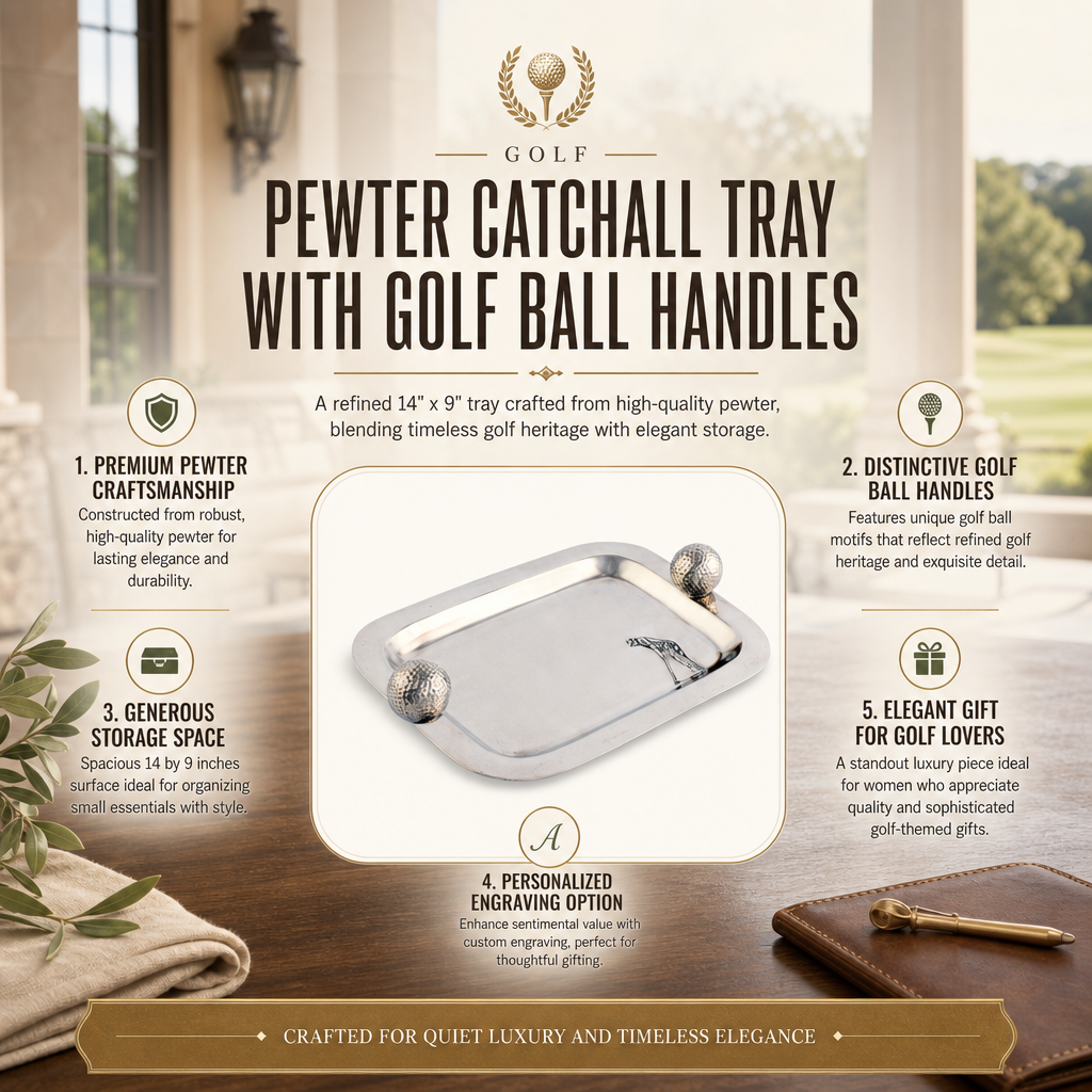 Pewter Catchall Tray with Golf Ball Handles