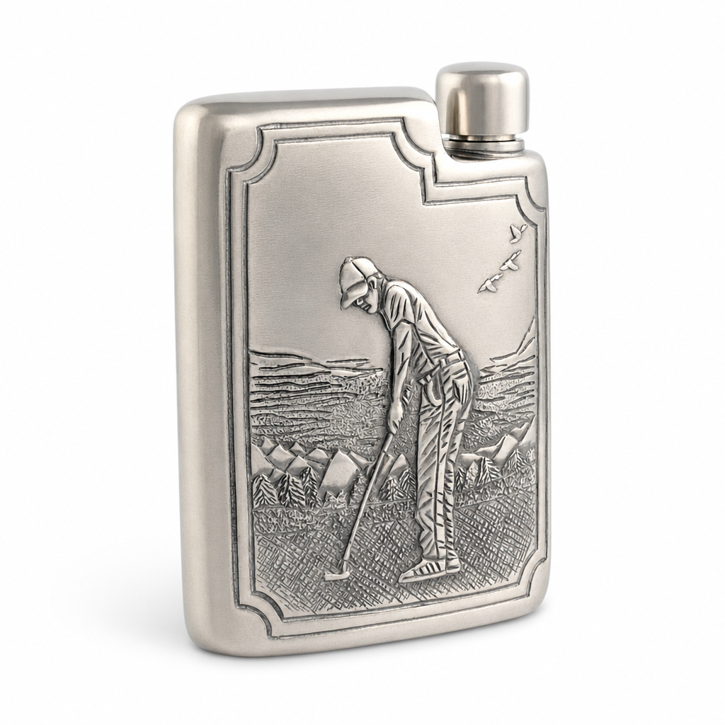 Golfer Pewter Flask 1