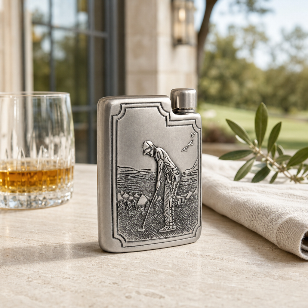 Golfer Pewter Flask 1