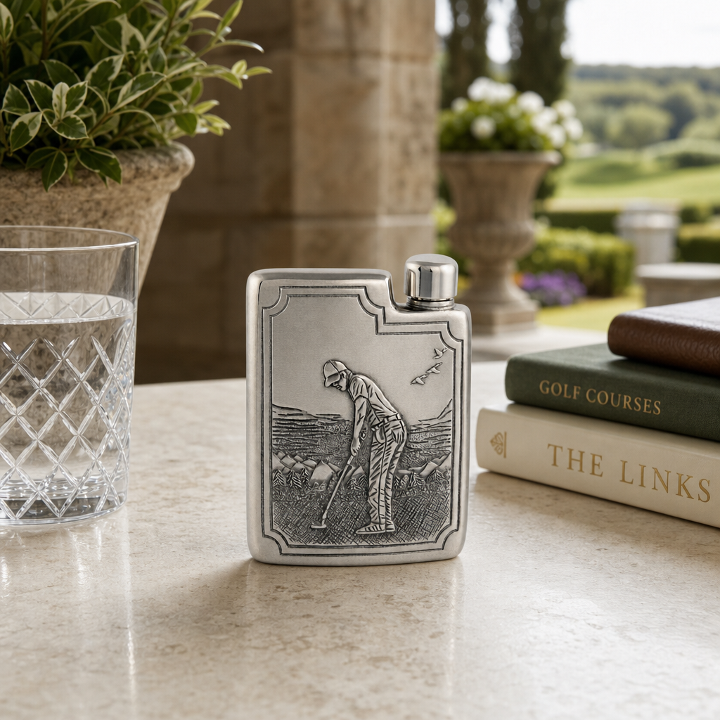Golfer Pewter Flask 7