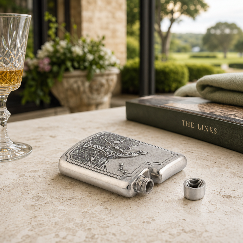 Golfer Pewter Flask 9