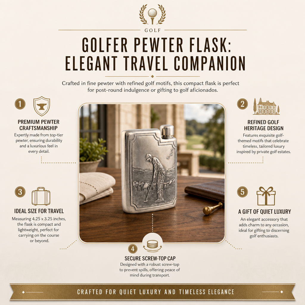 Golfer Pewter Flask 11