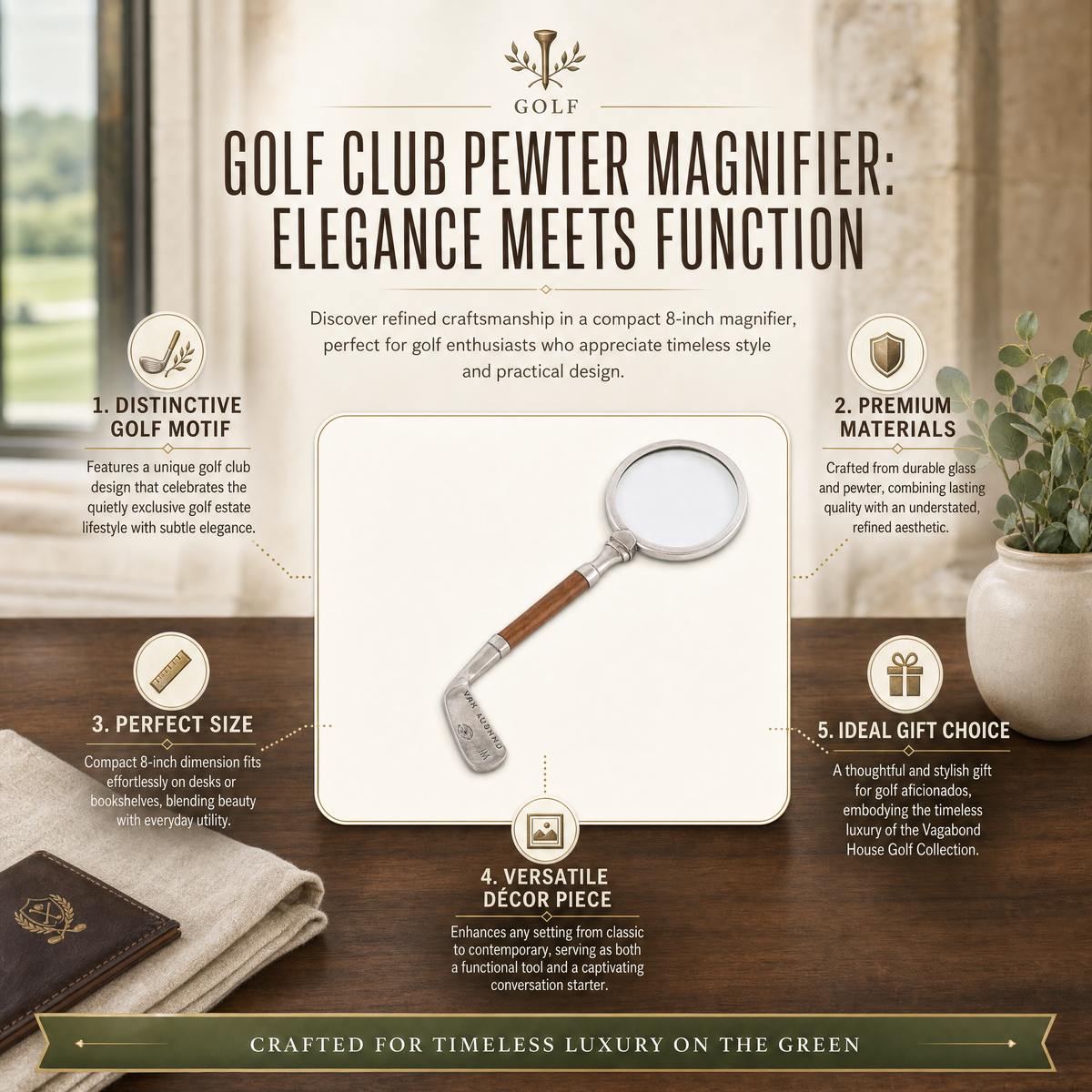 Golf Club Pewter Magnifier 10