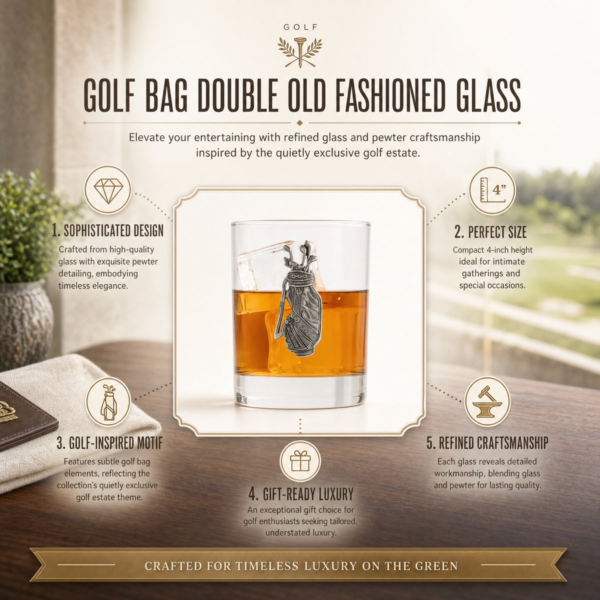 Golf Bag Double Old Fashioned Glass 1