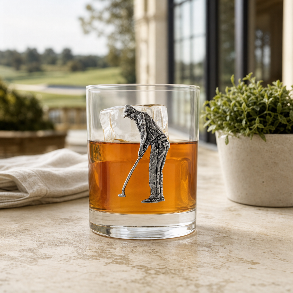 Golfer Double Old Fashioned Glass 2