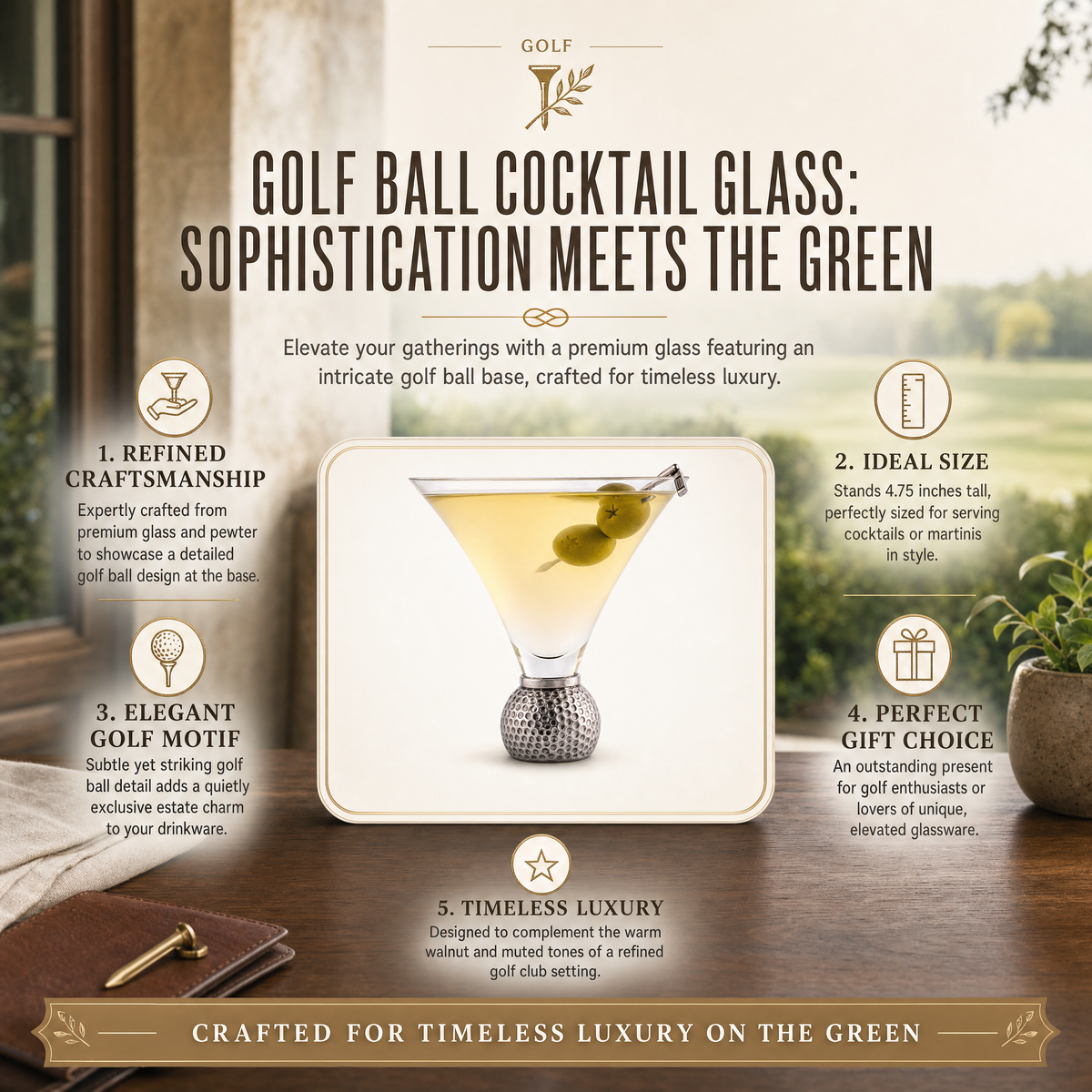 Golf Ball Cocktail /  Martini Glass 1