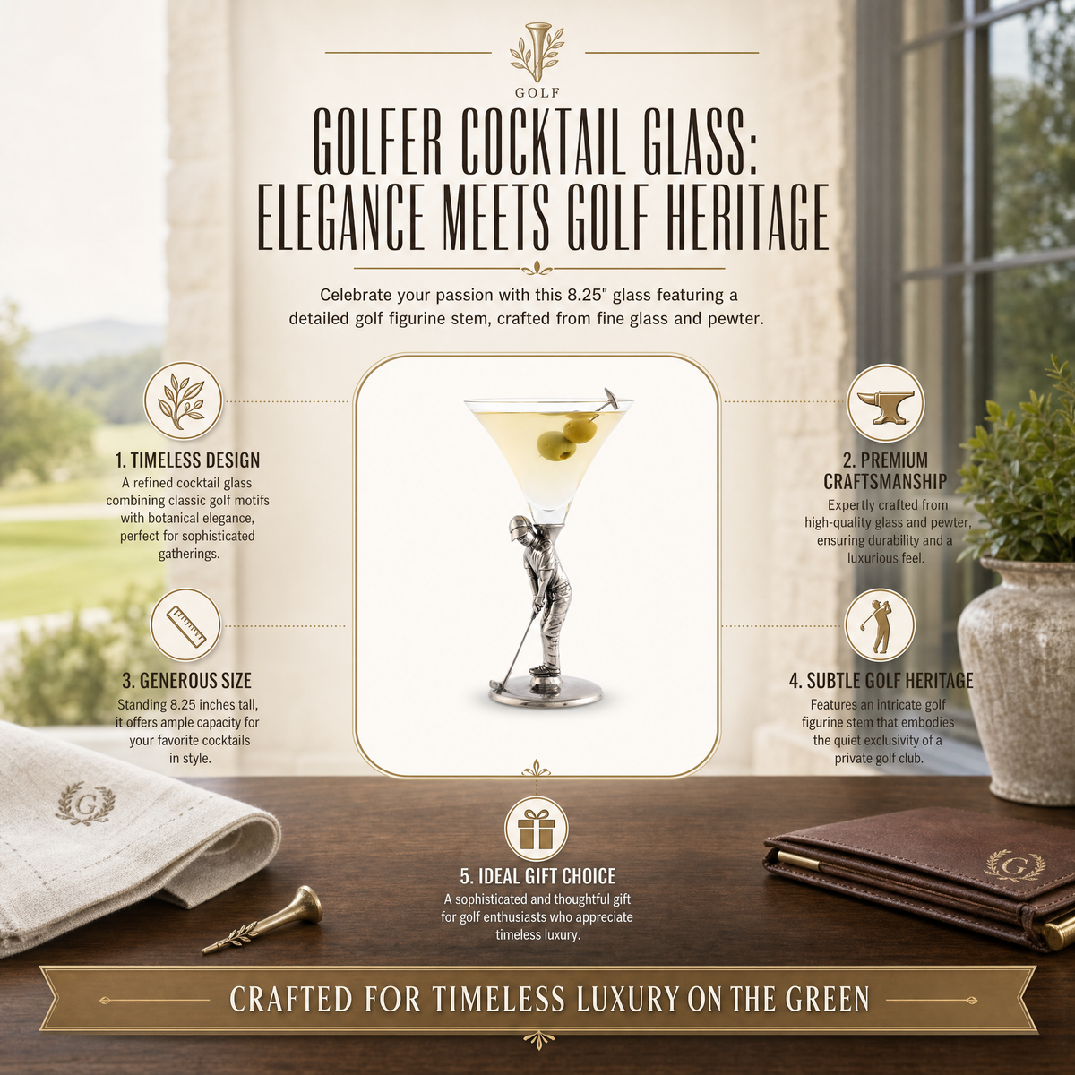 Golfer Cocktail Glass 1