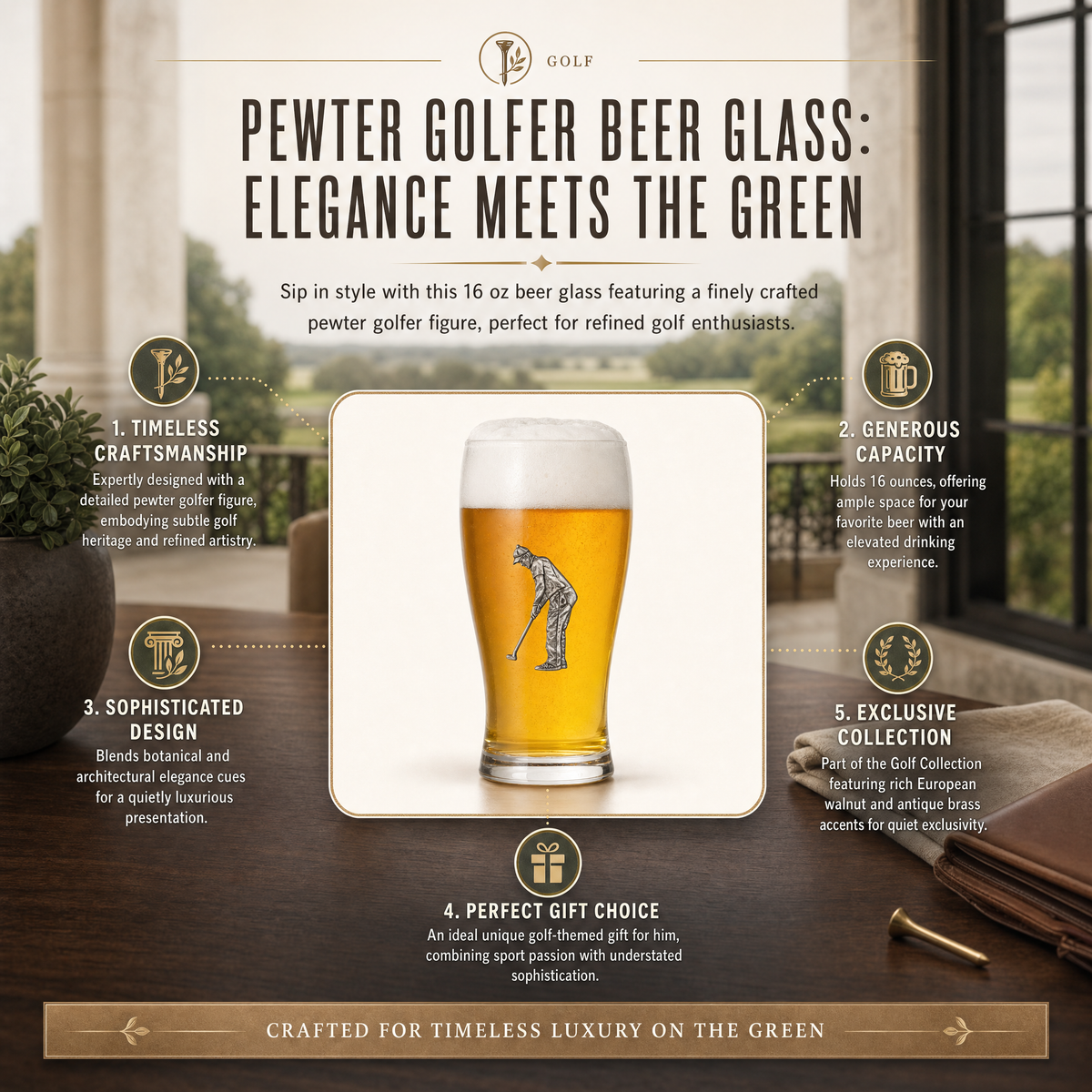 Golfer Beer Glass 11