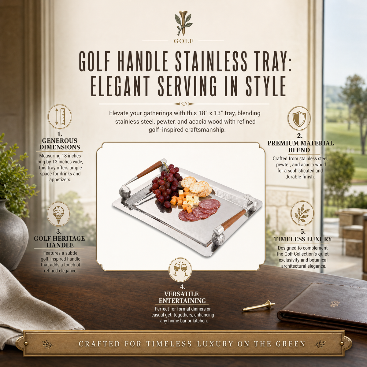 Golf Handle Stainless Tray 10