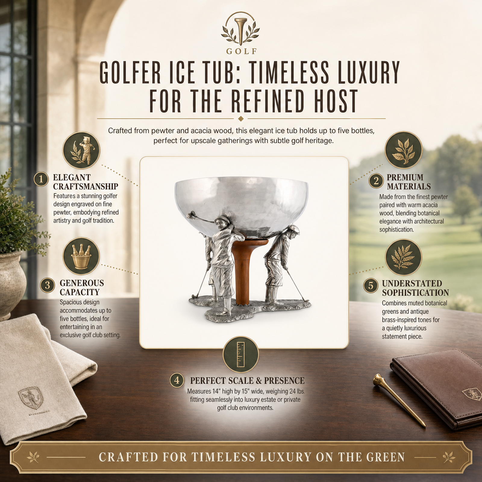 Golfer Ice Tub: Timeless Luxury for the Refined Host