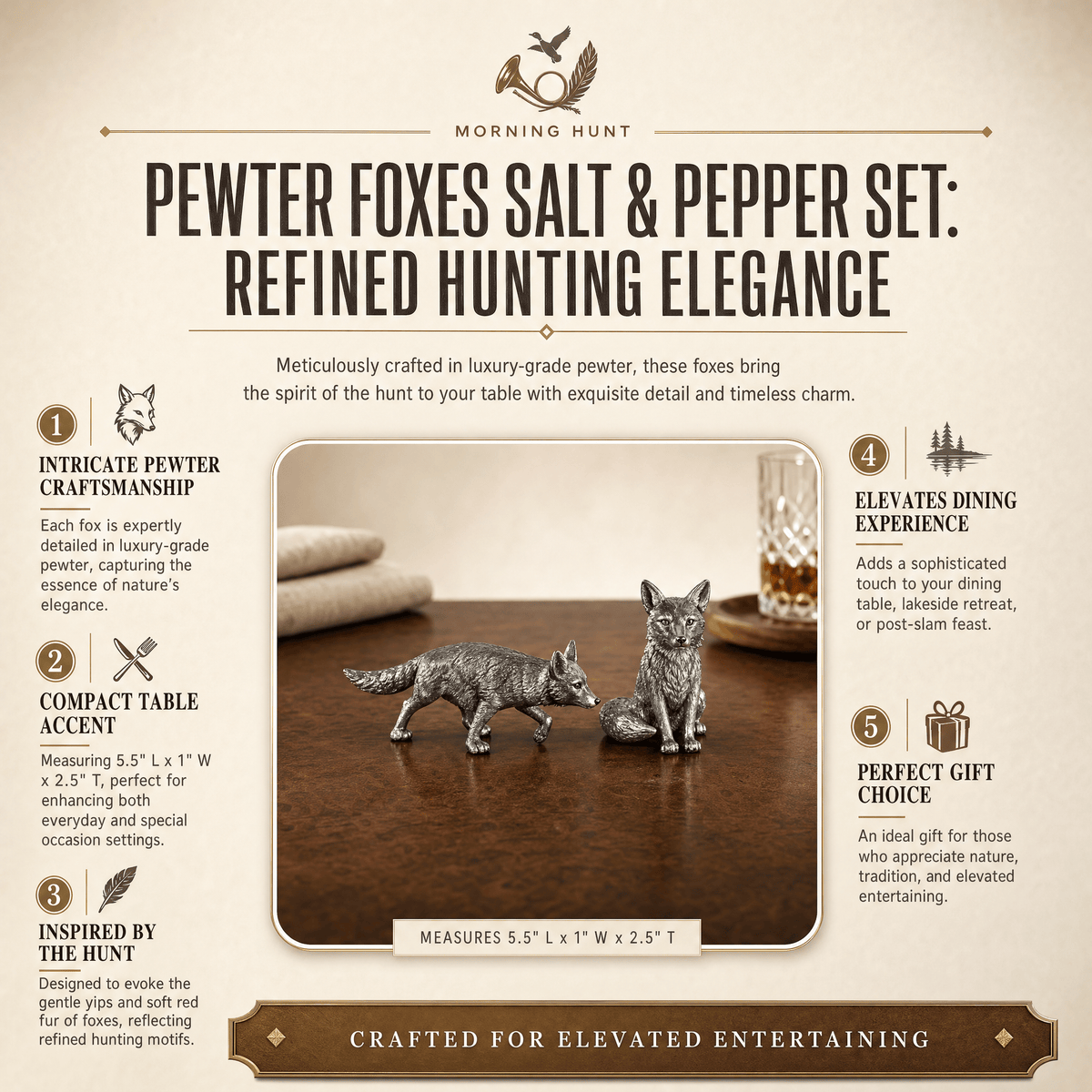 Pewter Foxes Salt & Pepper Set 10