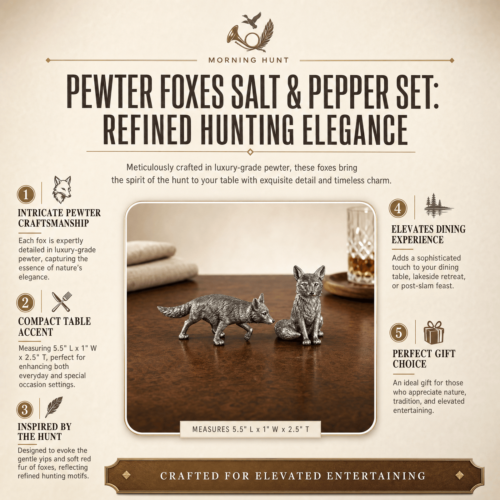 Pewter Foxes Salt & Pepper Set 10