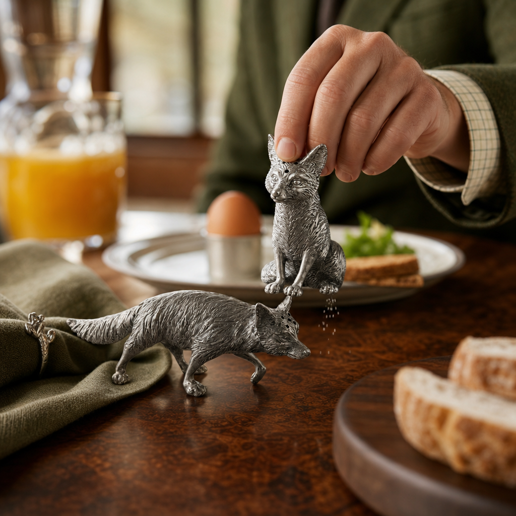 Pewter Foxes Salt & Pepper Set 6