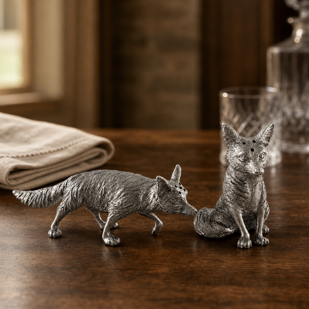 Pewter Foxes Salt & Pepper Set 1