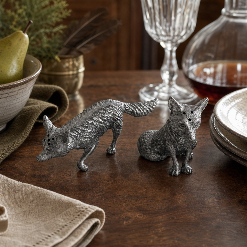 Pewter Foxes Salt & Pepper Set 7