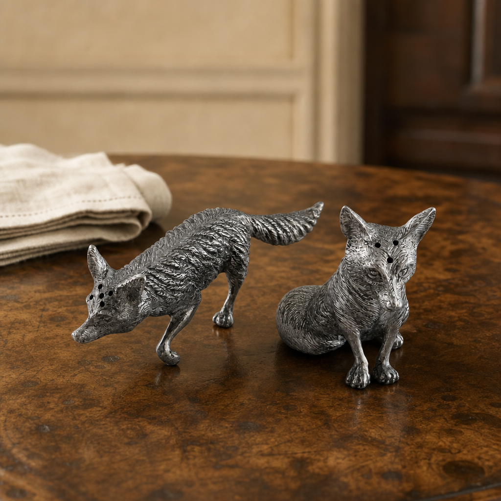 Pewter Foxes Salt & Pepper Set 3