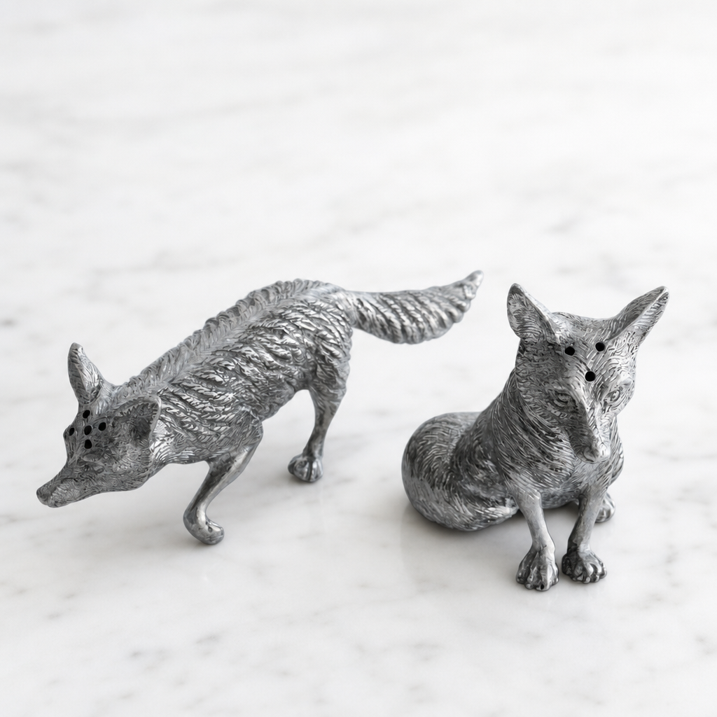 Pewter Foxes Salt & Pepper Set 10