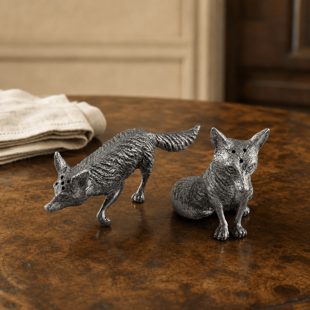 Pewter Foxes Salt & Pepper Set 3