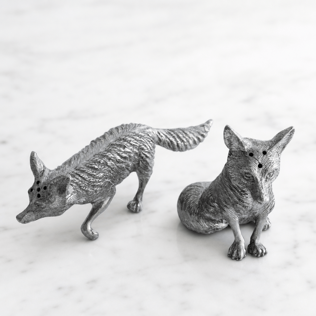 Pewter Foxes Salt & Pepper Set 9