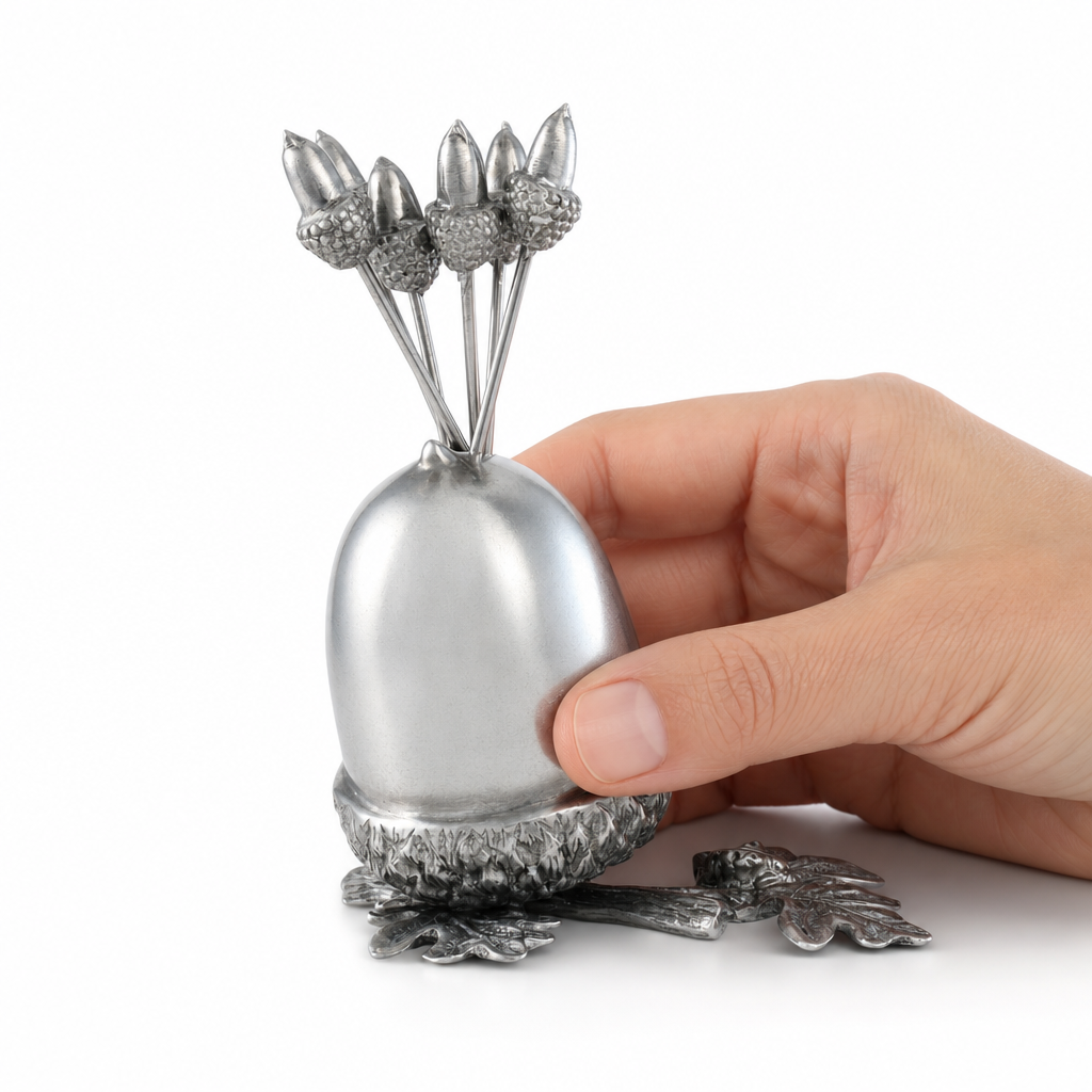 Pewter Acorn Cheese Pick Set 10