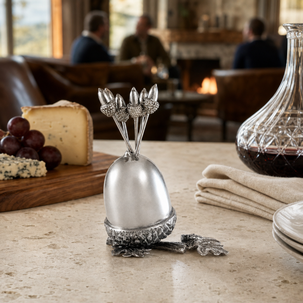 Pewter Acorn Cheese Pick Set 7