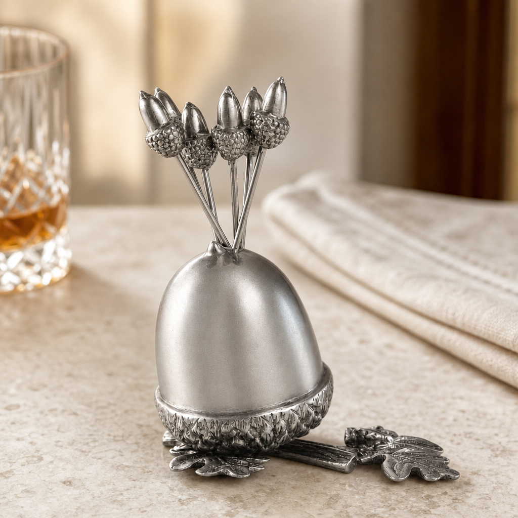 Pewter Acorn Cheese Pick Set 3