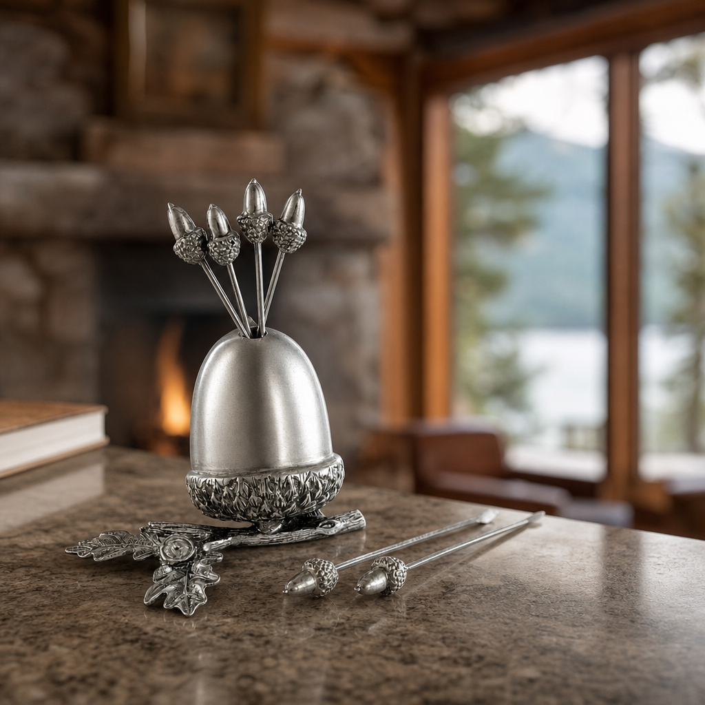Pewter Acorn Cheese Pick Set 1