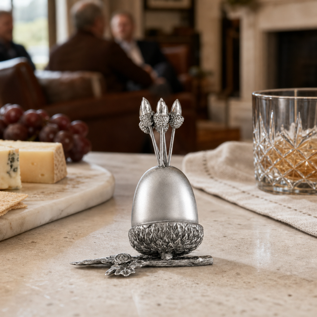Pewter Acorn Cheese Pick Set 8