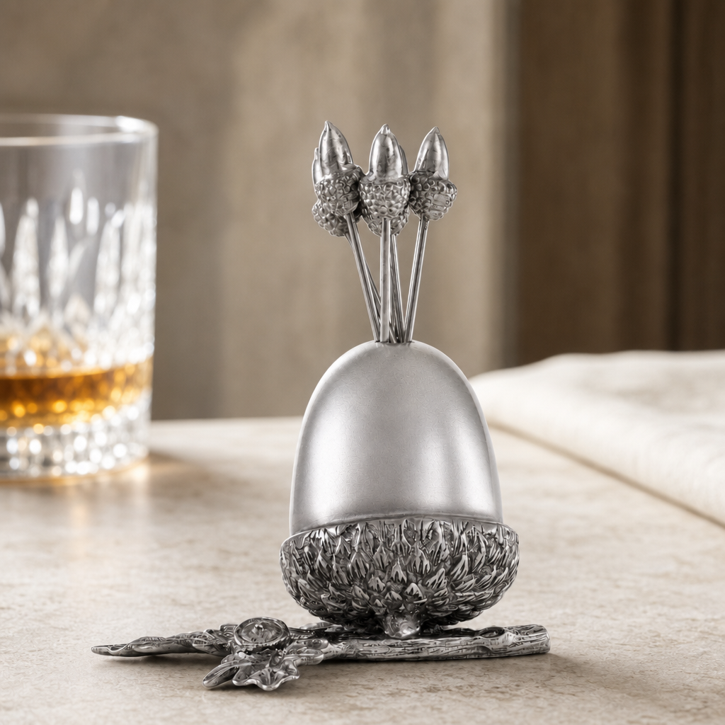 Pewter Acorn Cheese Pick Set 4