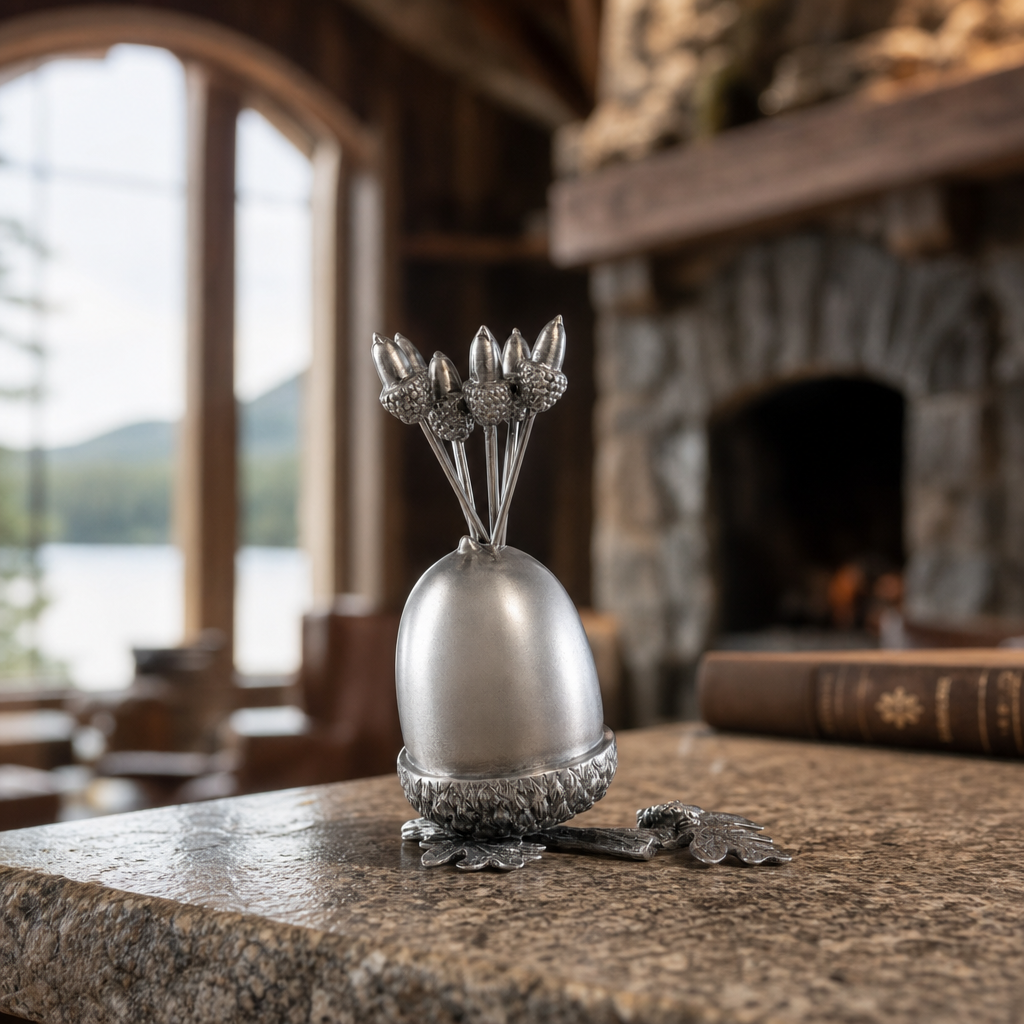 Pewter Acorn Cheese Pick Set 3