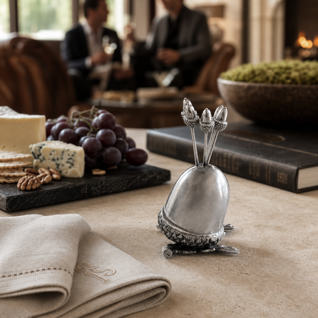 Pewter Acorn Cheese Pick Set 9
