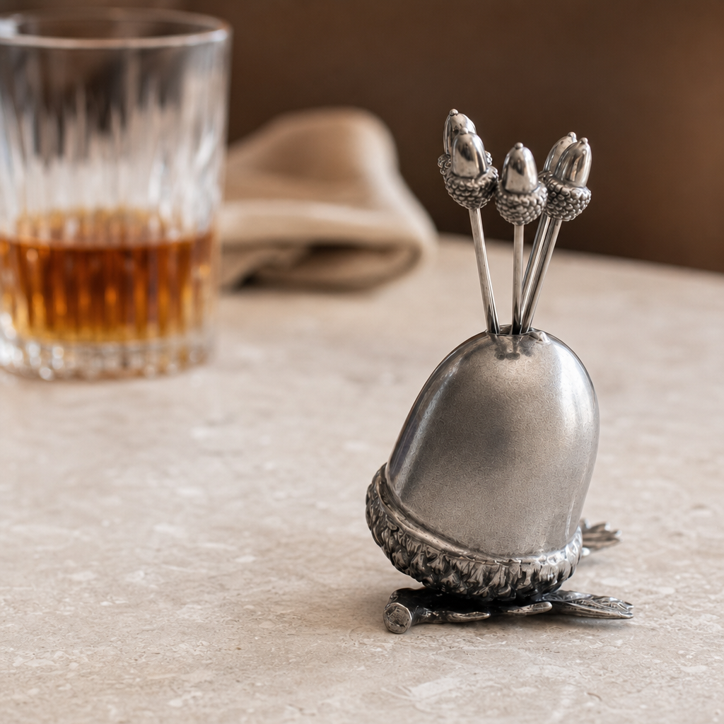 Pewter Acorn Cheese Pick Set 5